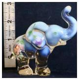 Fenton clear opalescent elephant w/ flowers