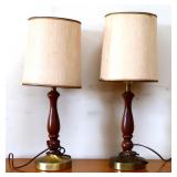 Pair MCM wood lamps w/ tall shades