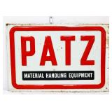 Vntg metal 17.5x11.5 Patz Material Equipment sign