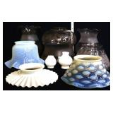Lot of glass lamp shades, inc coin dot shade