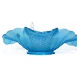 Fenton 13in long blue lagoon opalescent bowl