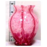 Cranberry/white 5in glass pitcher