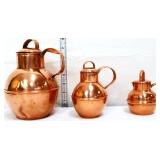 3 piece vntg copper pot set