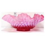 Fenton cranberry opalescent hobnail 10.75in bowl