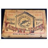 Vintage wood carpet tack box