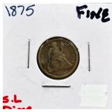 1875 seated liberty dime