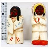 Pair vntg Native American 4in salt/pepper shakers