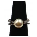 Sterling pearl ring, lab created