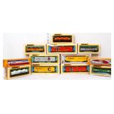 Lot of 12 model train cars in boxes
