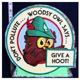 Metal Woodsy Owl Give A Hoot sign