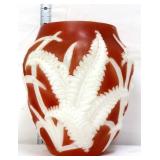 Vntg Phoenix orange/glass 8in fern vase