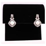 PAIR FIRE OPAL EARRINGS, LAB CREATED