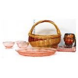 Estate lot, inc pink depression glass, chipped