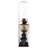 Vintage oil lamp w/ man bust base
