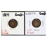Lot of 2 seated liberty dimes