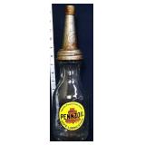 Glass Pennzoil oil bottle