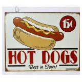 Metal Hot Dogs sign