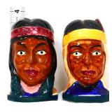 Vntg Native American face salt/pepper set