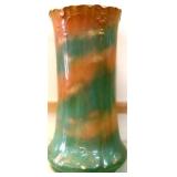 Vntg 22.5in green/brown Wheeling vase see pics