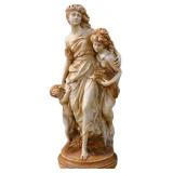 Vntg 29in Marwal lady w/ children statue NO SHIP