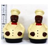Pair vntg Americana 3.5in chef salt/pepper shakers
