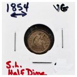 1854 arrow date seated liberty half dime