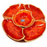 Vntg California Pottery brown lazy susan chip/dip