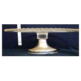 Vintage clear glass cake stand w/ metal base