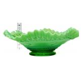 Vntg 9in green opalescent astral bowl
