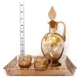 Vntg 4 piece liqueur set w/ flowers