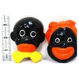 Pair vntg chalk Americana face wall hanging