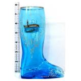 Blue glass 8in Italian water scene boot