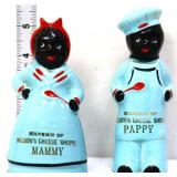Pair vtg Americana figural 5in salt/pepper shakers