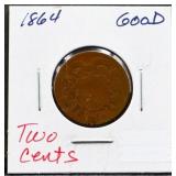 1864 2 cent coin