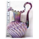Fenton plum iridescent spiral optic pitcher