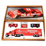 Budweiser Racing semi & cars in wood case