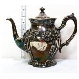 Vintage silverplate monogram teapot