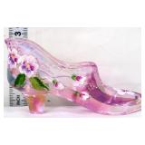 Fenton pink victorian slipper w/ flowers