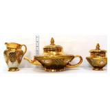 Vintage 3 piece gold gilt tea set