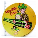 Round metal 12in Mountain Dew sign