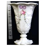 Westmoreland milk glass panel vase w/ roses