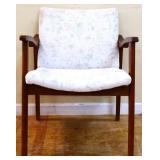 MCM wood frame armchair w/ floral fabric