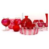 Estate lot of cranberry flash glassware