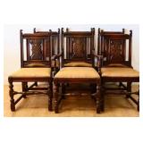 Set of 6 oak jacobean carved dining chairs