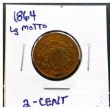 1864 2 cent coin