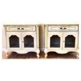 Pair vintage French wire door nightstands