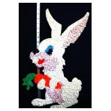 Vntg 13x22.5 plastic popcorn bunny w/ carrot