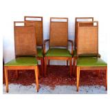 Lot of 5 MCM dining chairs w/ green seats see pics