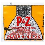 Vntg porcelain 16x14 P&Z Company adv sign