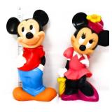Pair Mickey & Minnie mouse plastic coin banks